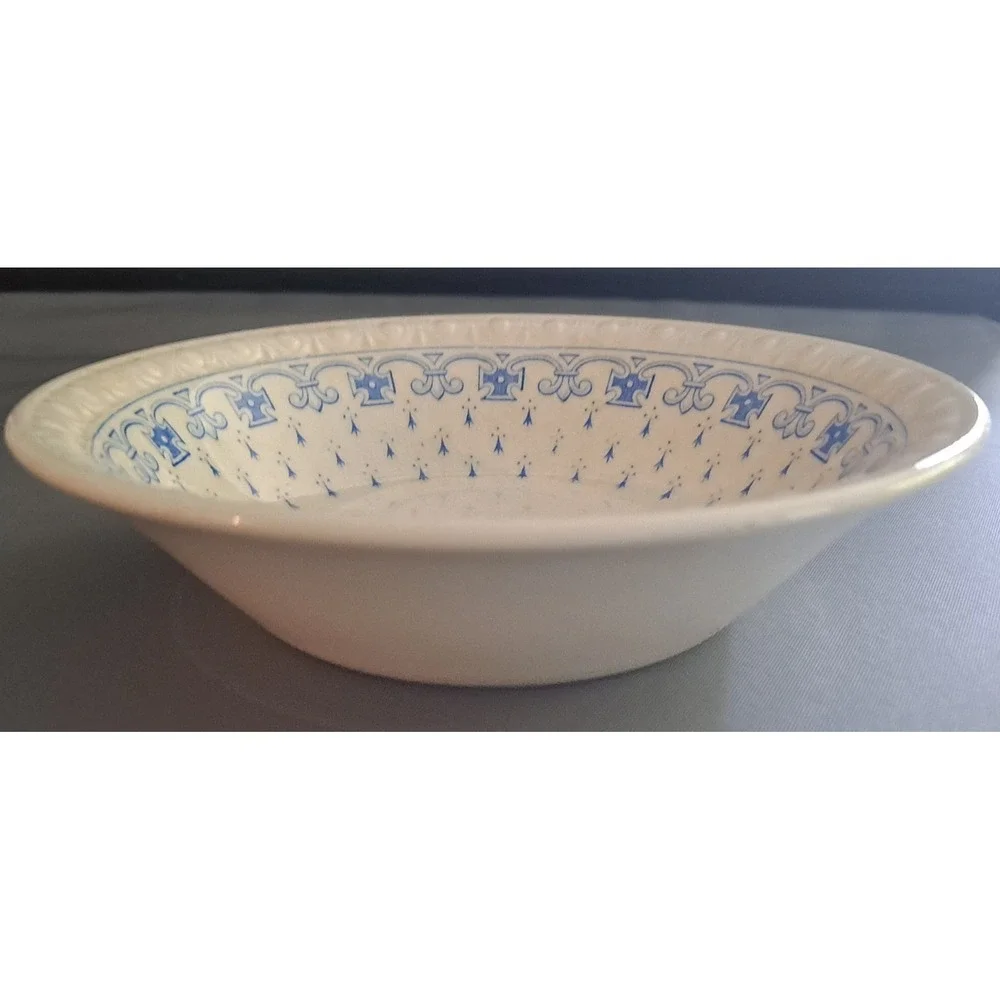 Vtg Copeland Spode Fruit Dessert Bowls Earthenware Blue White Ermine